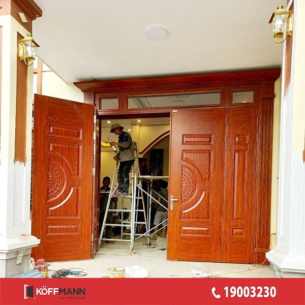 cửa thép vân gỗ Luxury KL-41.01T.03A-4TK công trình thực tế