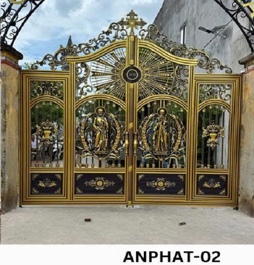 Cổng Inox Màu Nhôm Đúc - An Phát 02