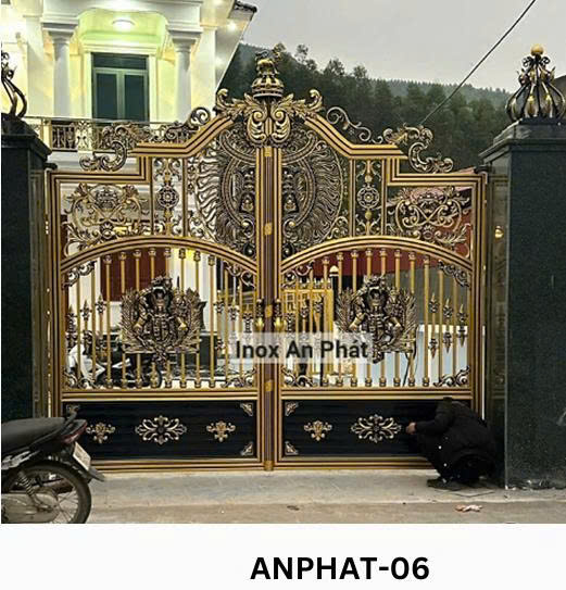 Cổng Inox Màu Nhôm Đúc - An Phát 06