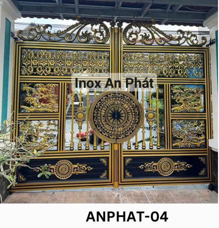 Cổng Inox Màu Nhôm Đúc - An Phát 04