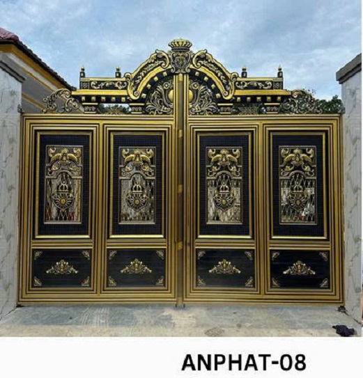 Cổng Inox Màu Nhôm Đúc - An Phát 08