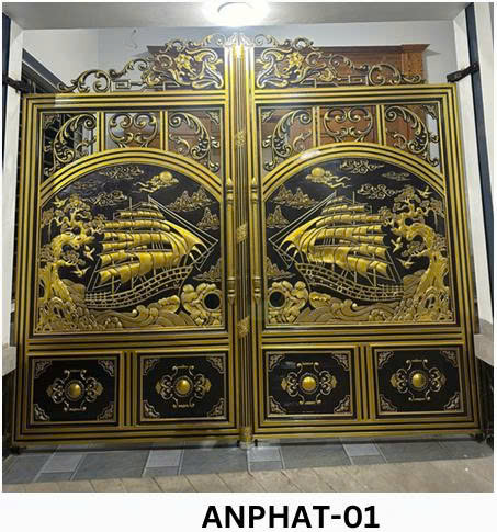 Cổng Inox Màu Nhôm Đúc - An Phát 01