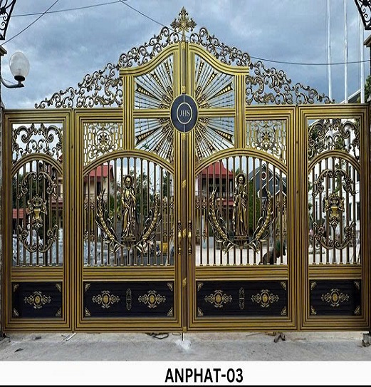 Cổng Inox Màu Nhôm Đúc - An Phát 03